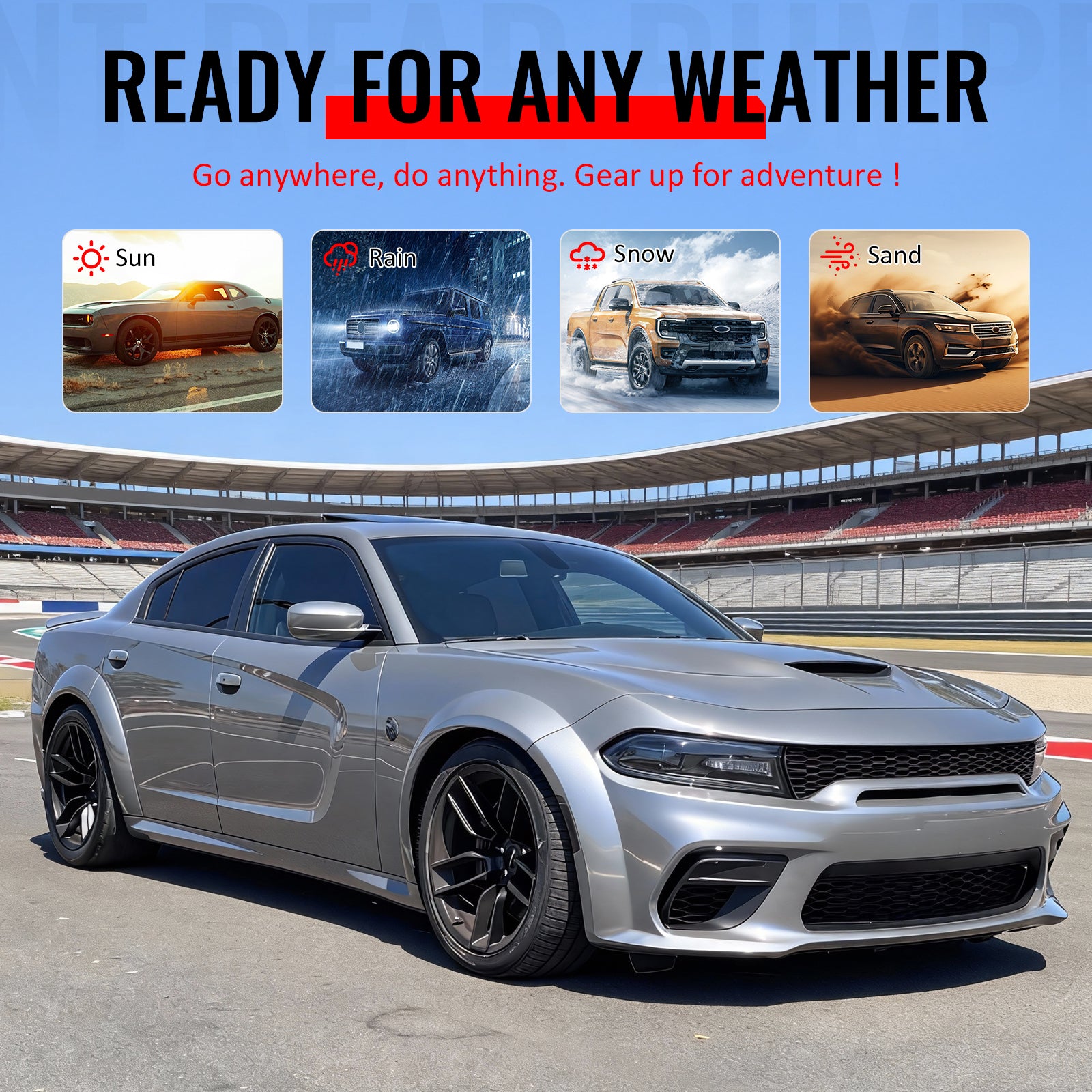 Fits 15-23 Dodge Charger Front Rear Bumper Conversion w/ Side Skirt/Fender Flare