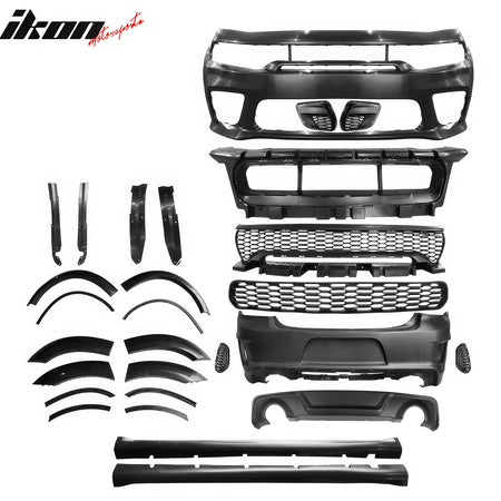 Fits 15-23 Dodge Charger Front Rear Bumper Conversion w/ Side Skirt/Fender Flare