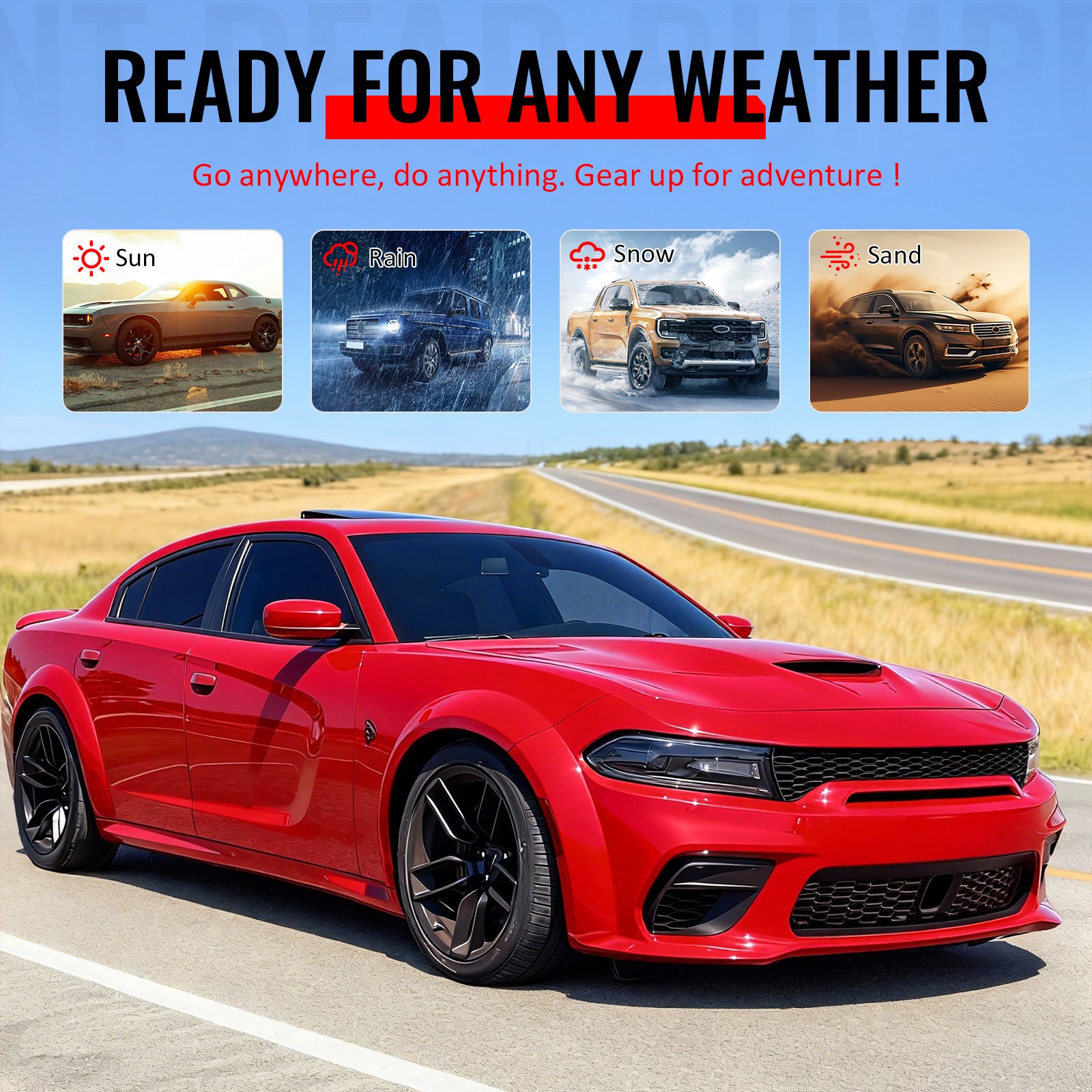 For 15-23 Dodge Charger Front & Rear Bumper Cover & Side Skirt & Fender Flare