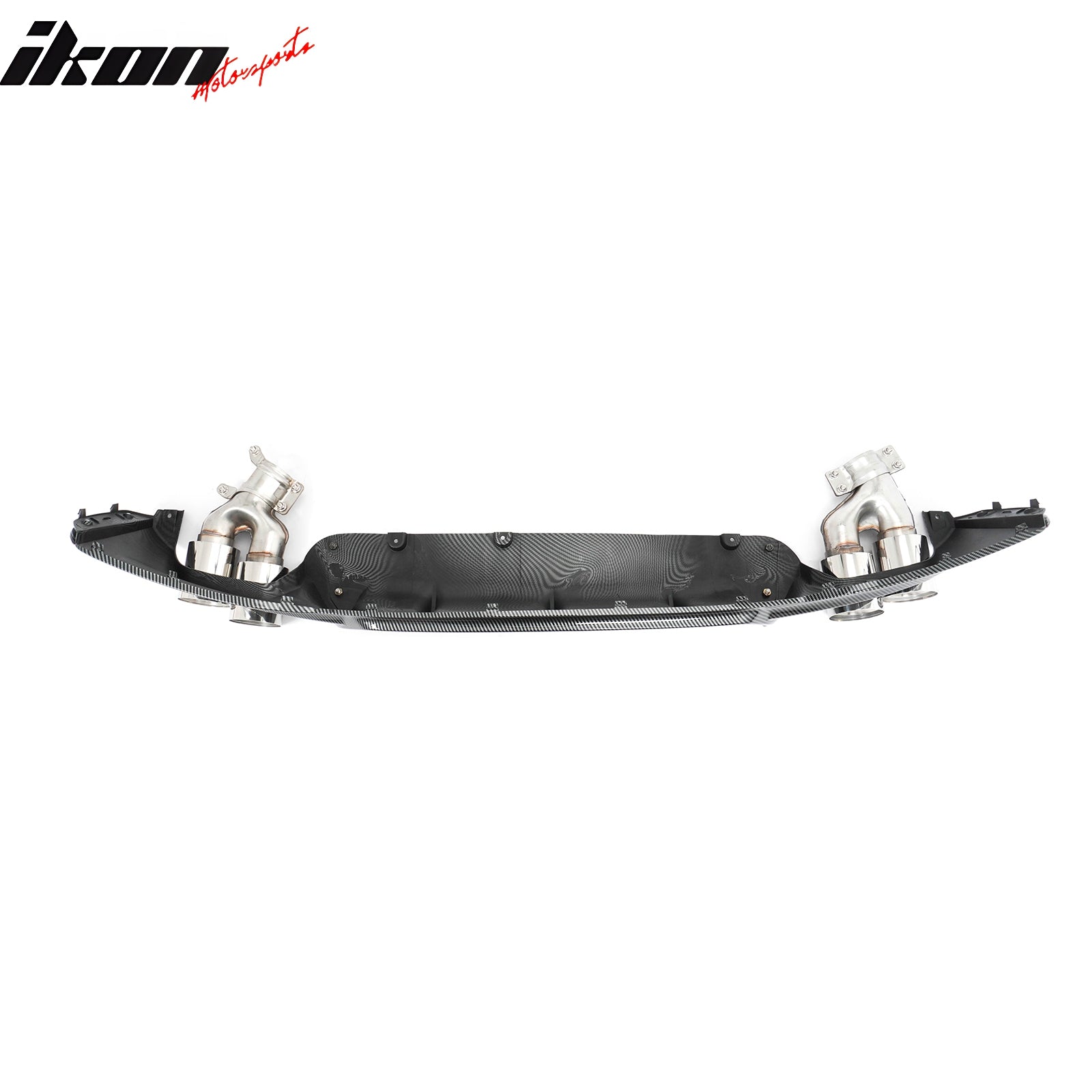 Fits 17-20 BMW G30 Competition Style Rear Diffuser CF Print + Silver Exhaust Tip