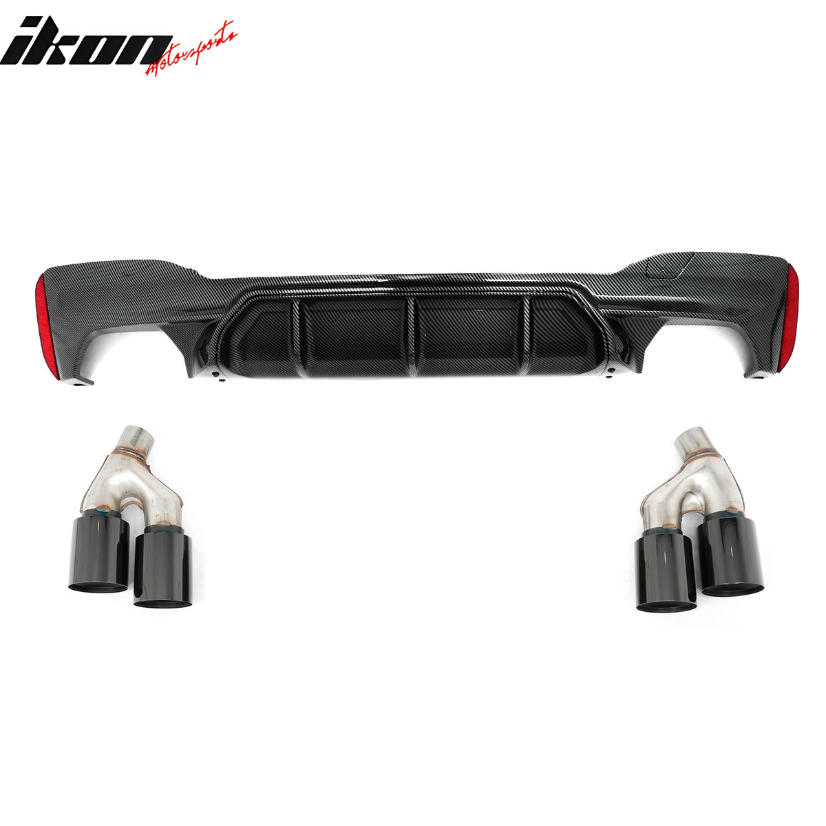 Fits 21-23 BMW G30 Competition Style Rear Diffuser CF Print + Black Exhaust Tip