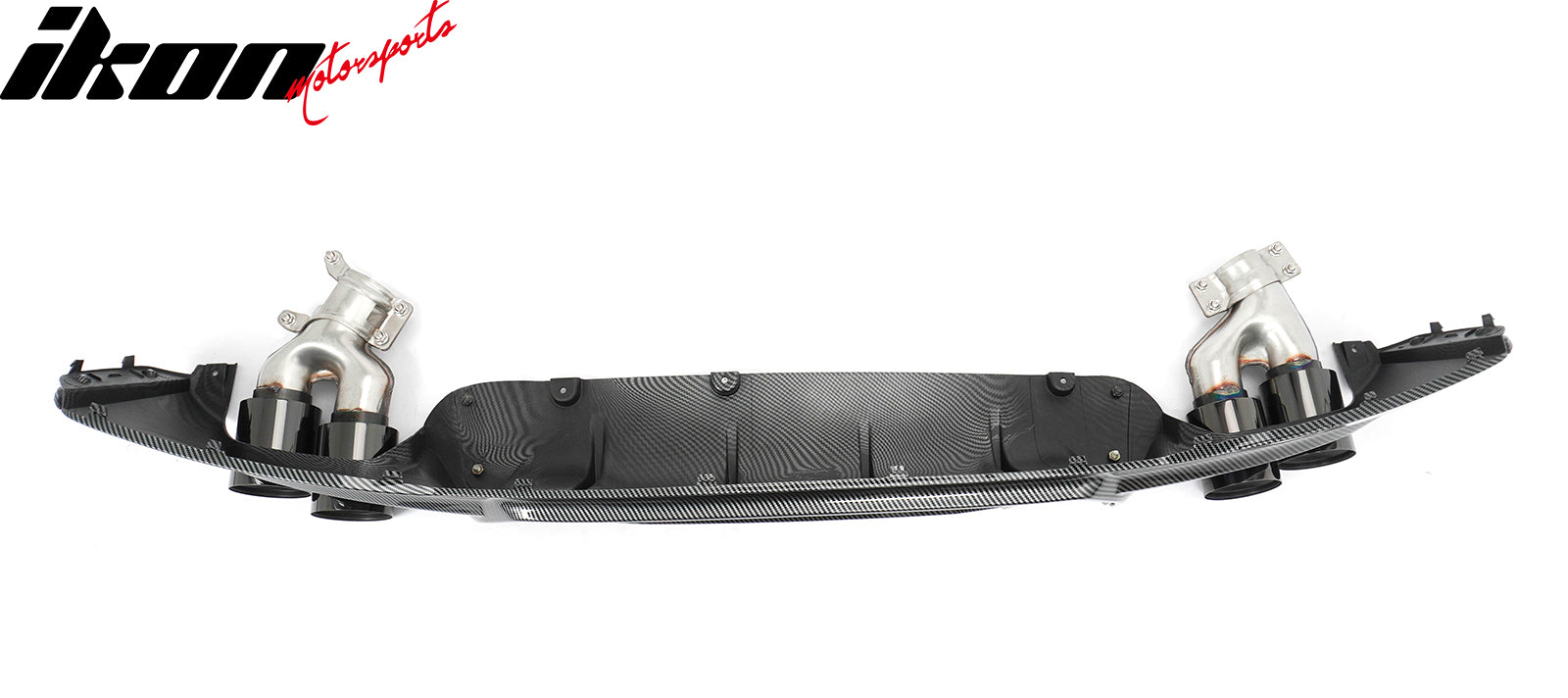 Fits 17-20 BMW G30 Carbon Fiber Print Rear Diffuser MP Style+ Black Quad Exhaust