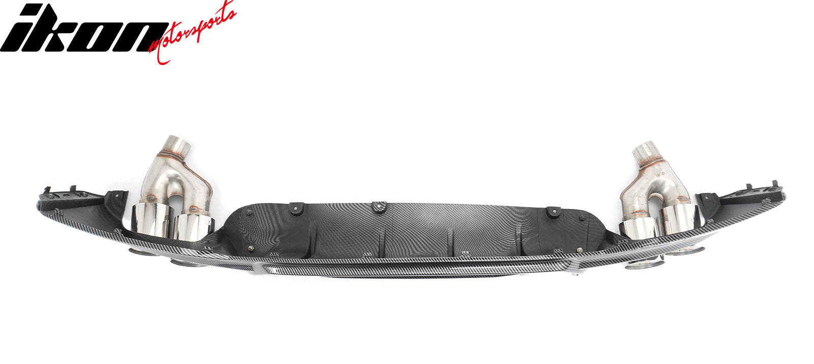 For 21-23 BMW G30 Carbon Fiber Print Rear Diffuser MP Style+ Silver Quad Exhaust