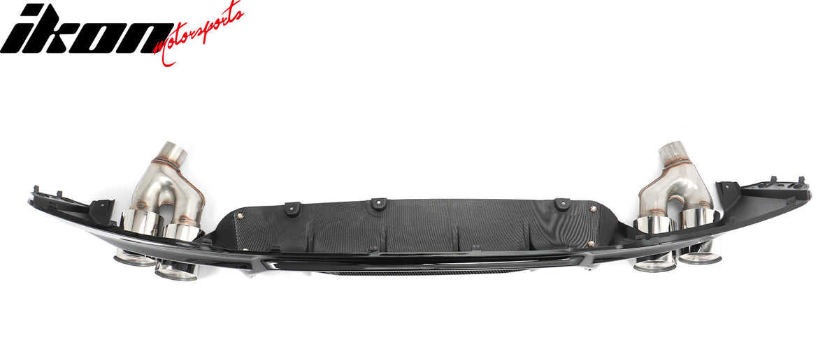 Fits 21-23 BMW G30 Rear Diffuser M5 M-Perfermance Style + Silver Quad Exhaust