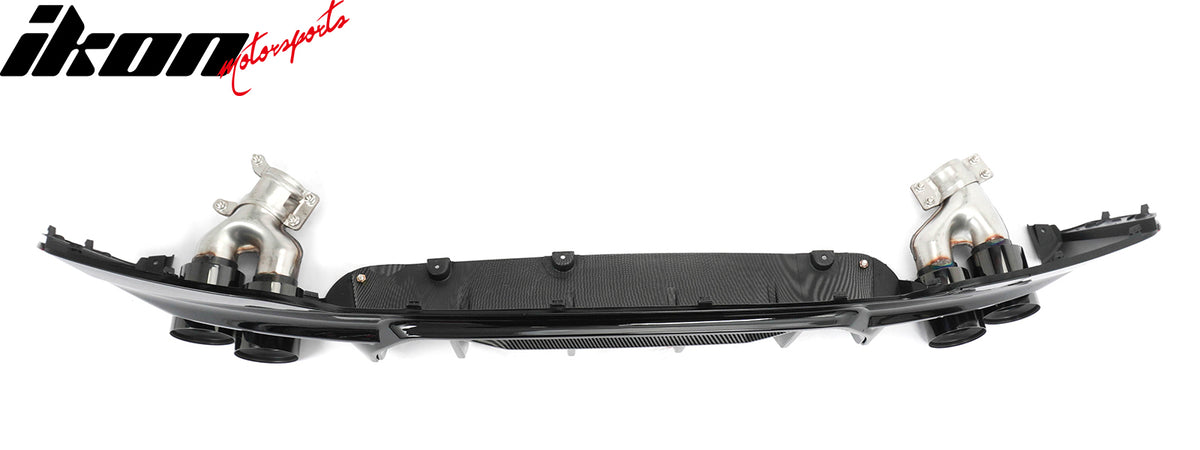 Fits 17-20 BMW G30 Rear Diffuser M5 M-Perfermance Style + Black Quad Exhaust