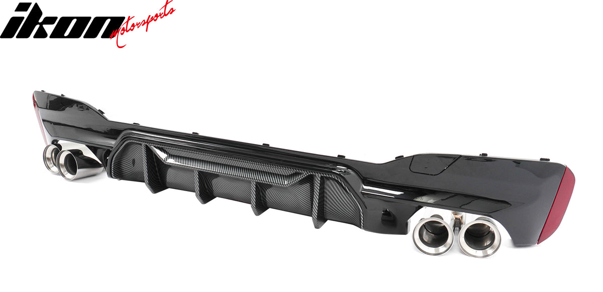 Fits 17-20 BMW G30 Rear Diffuser M5 M-Perfermance Style + Silver Quad Exhaust