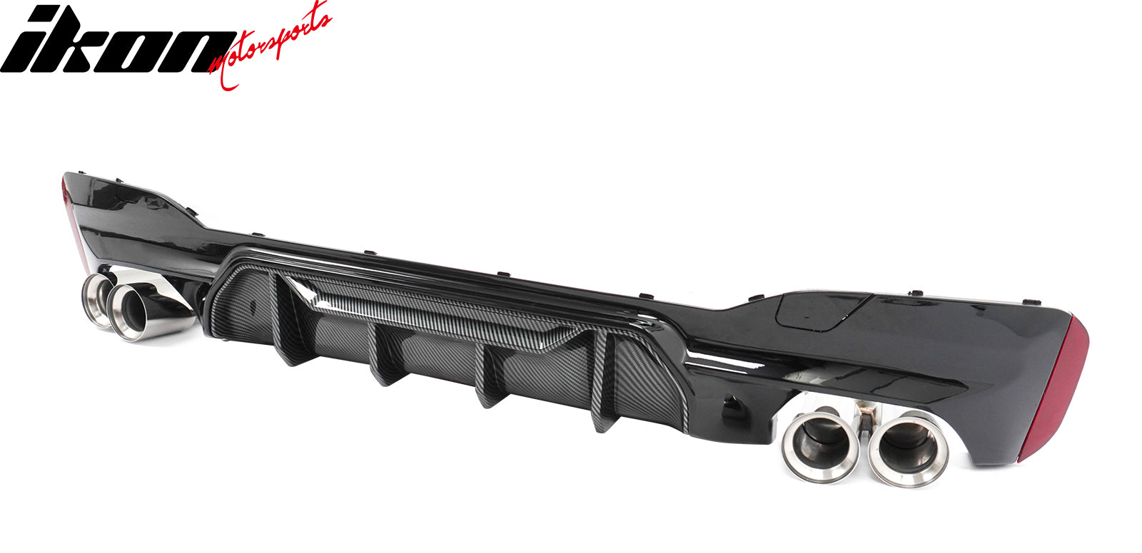 Fits 17-20 BMW G30 Rear Diffuser M5 M-Perfermance Style + Silver Quad Exhaust