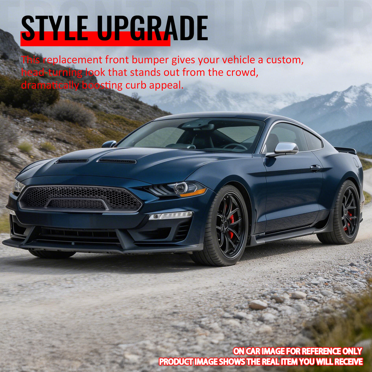 Fits 18-23 Mustang Front Bumper Cover Shelby Super Snake Style with Gloss Grille