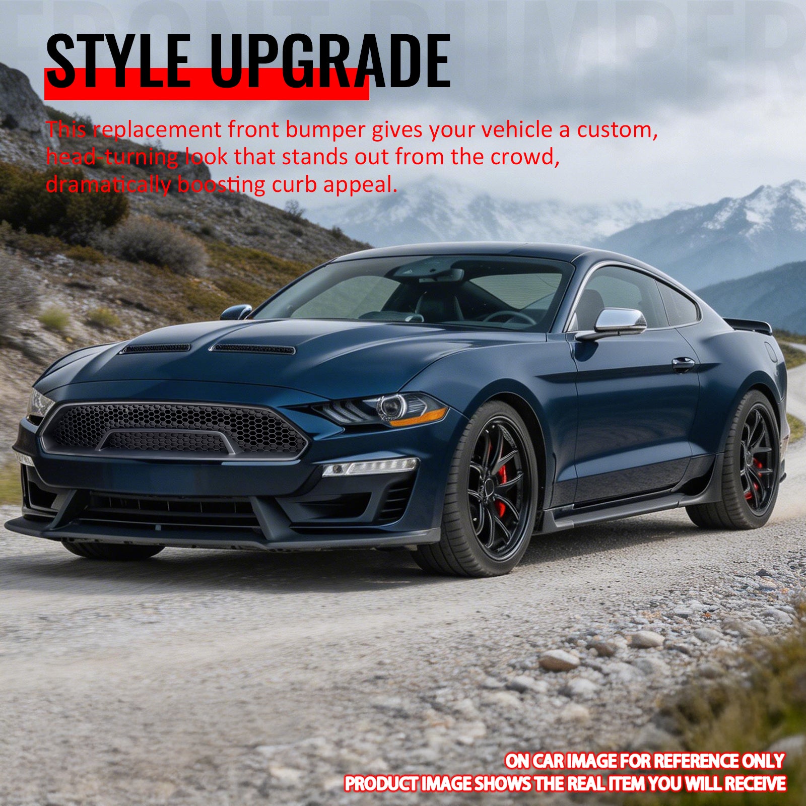 Fits 18-23 Mustang Front Bumper Cover Shelby Super Snake Style with Gloss Grille