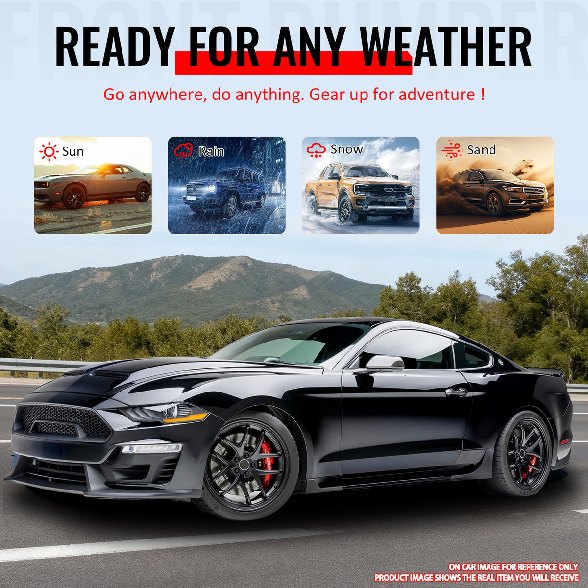 Fits 18-23 Mustang Front Bumper Cover Shelby Super Snake Style with Gloss Grille