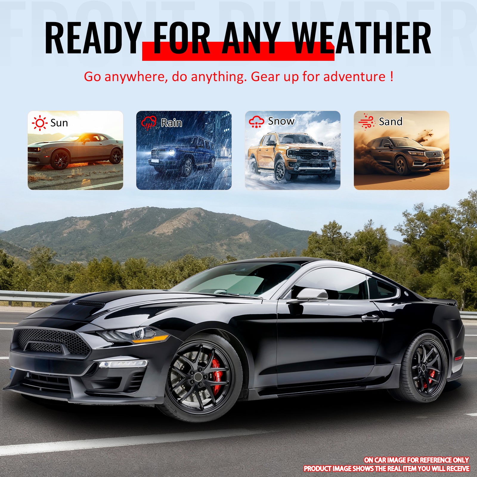 Fits 18-23 Mustang Front Bumper Cover Shelby Super Snake Style with Gloss Grille