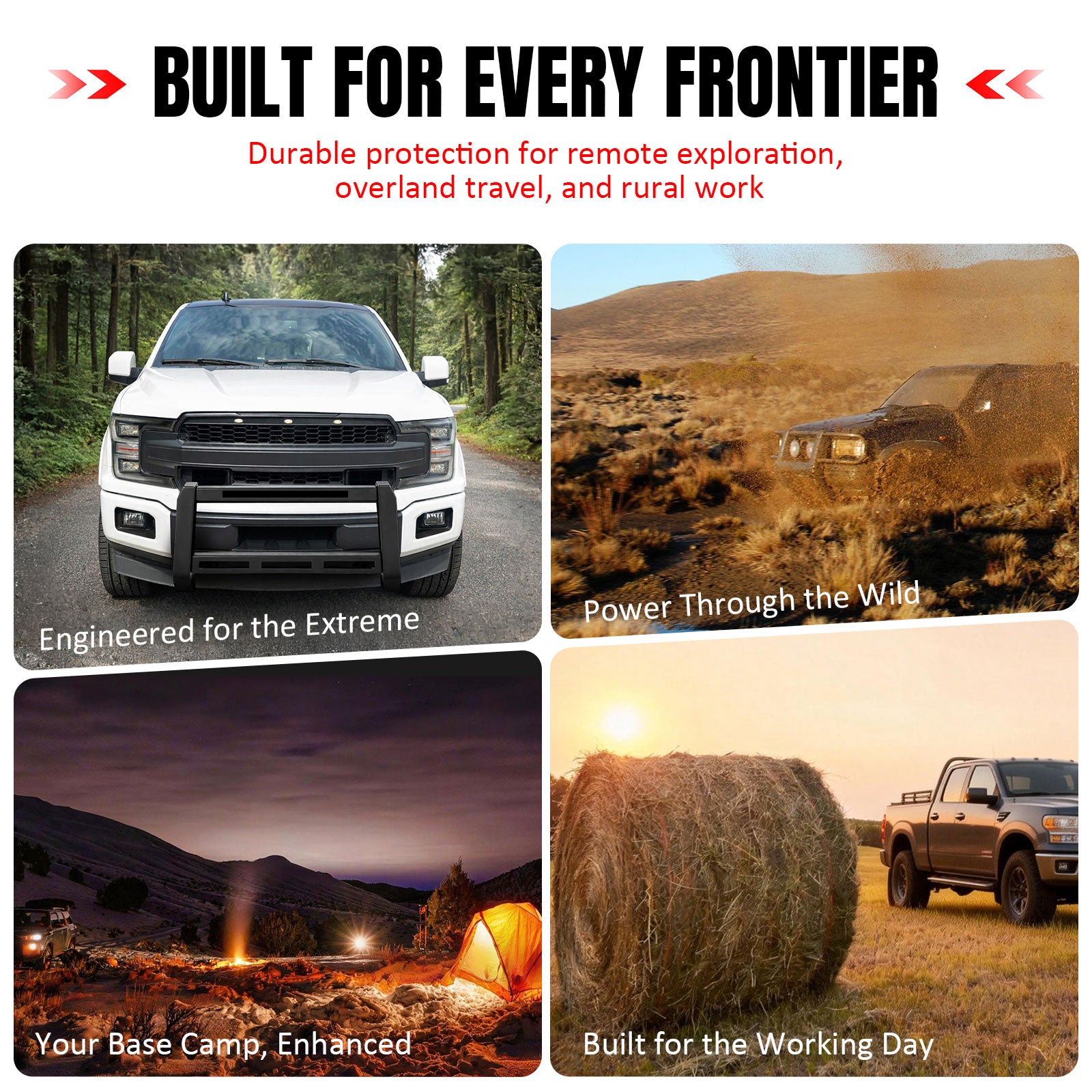 Fits 15-20 Ford F-150 Bull Bar Front Brush Push Bumper Grille Guard Protector