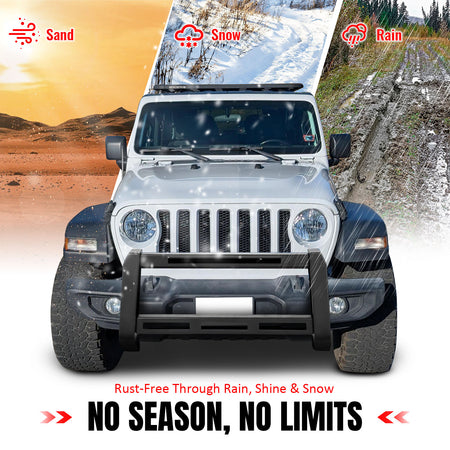 Fits 18-25 Jeep Wrangler JL 20-25 Gladiator JT Bull Bar Push Bumper Grille Guard