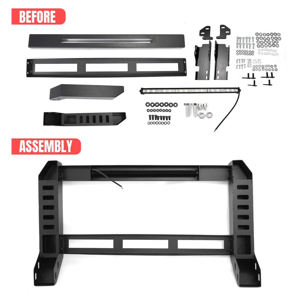 Fits 07-19 Chevrolet Silverado GMC Sierra 1500 Bull Bar Grille Guard W/LED Light
