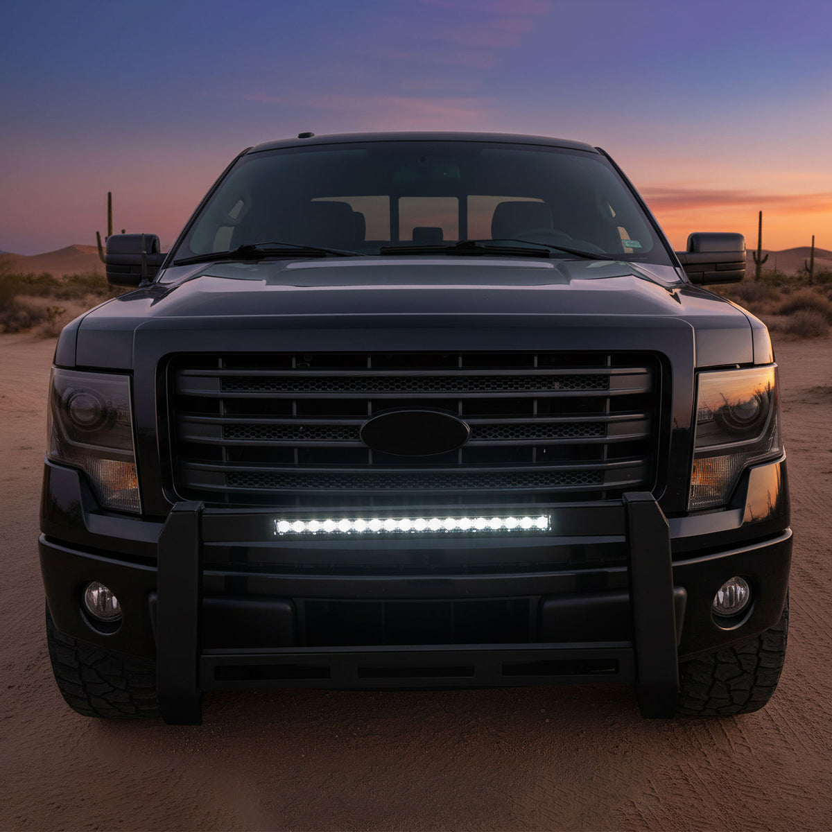 Fits 09-14 Ford F-150 Bull Bar Front Brush Push Bumper Grille Guard W/LED Light