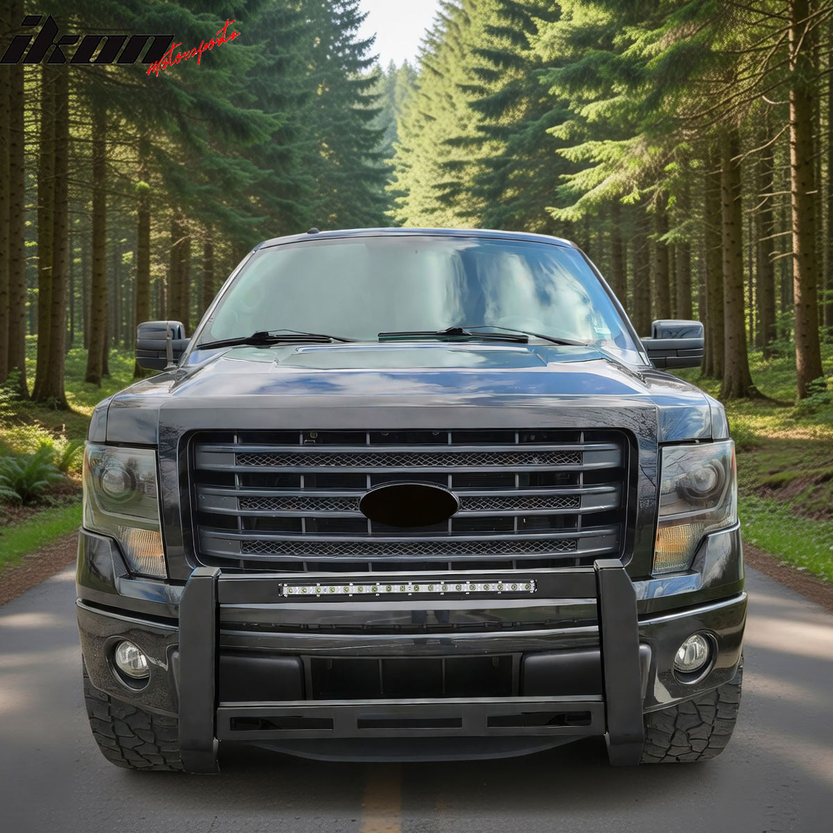 Fits 09-14 Ford F-150 Bull Bar Front Brush Push Bumper Grille Guard W/LED Light