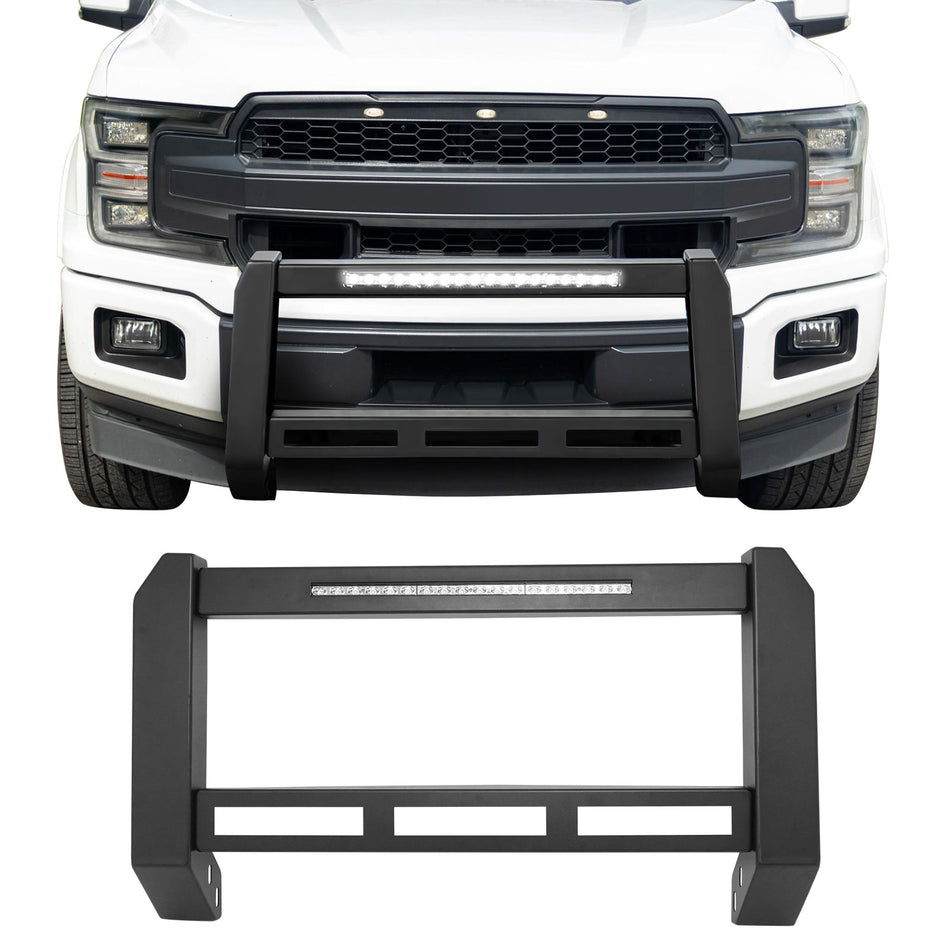 2015-2020 Ford F-150 Bull Bar Front Brush Bumper Grille Guard W/LED