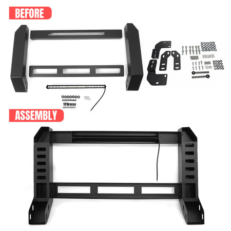 Fits 18-25 Jeep Wrangler JL 20-25 Gladiator JT Bull Bar Grille Guard W/LED Light
