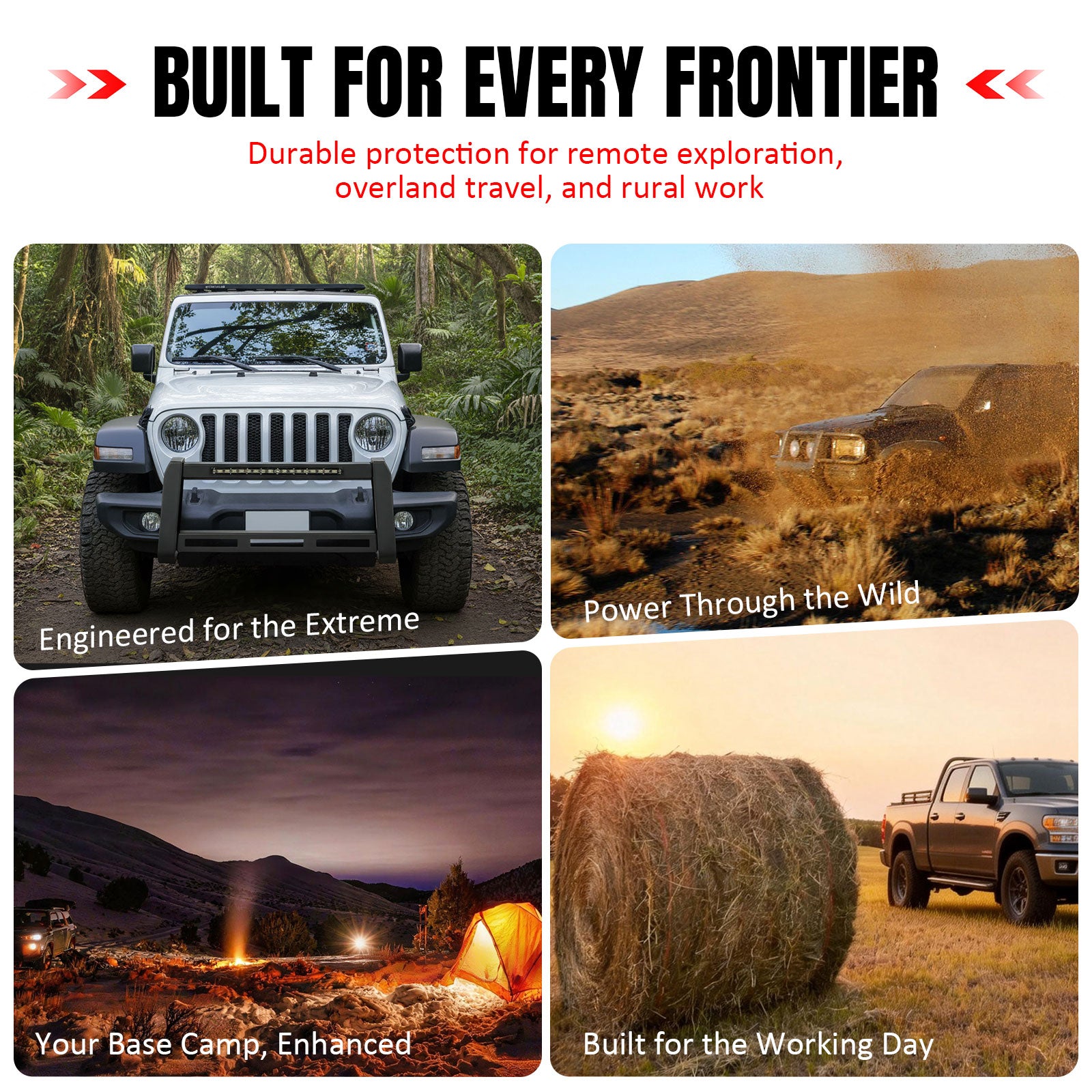 Fits 18-25 Jeep Wrangler JL 20-25 Gladiator JT Bull Bar Grille Guard W/LED Light
