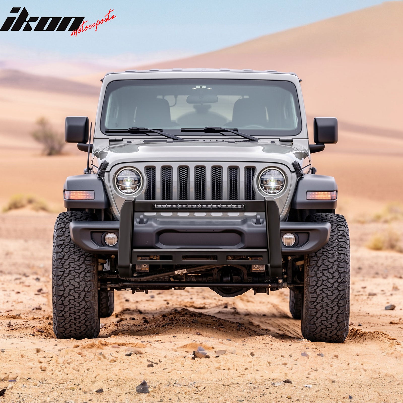 Fits 18-25 Jeep Wrangler JL 20-25 Gladiator JT Bull Bar Grille Guard W/LED Light