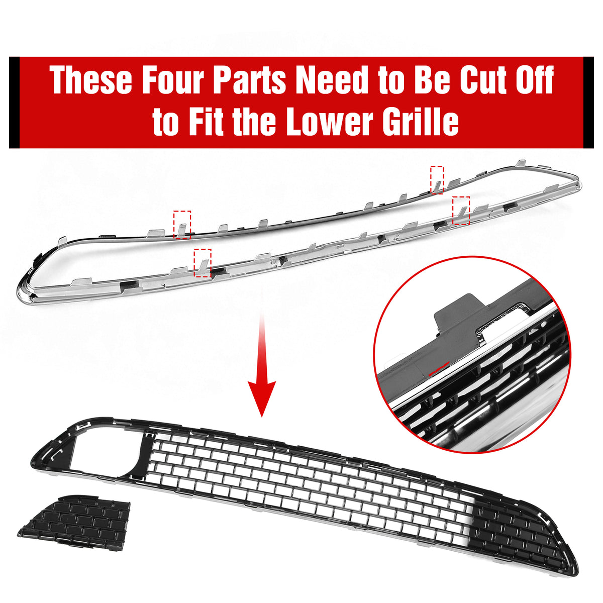 Fits 11-14 Chrysler 300 SRT8 Lower Grille Chrome& Gloss Black ABS - SRT8 Style