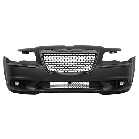 For 11-14 Chrysler 300 SRT8 Style Front Bumper w/ Gloss Black Grilles Fog Lights