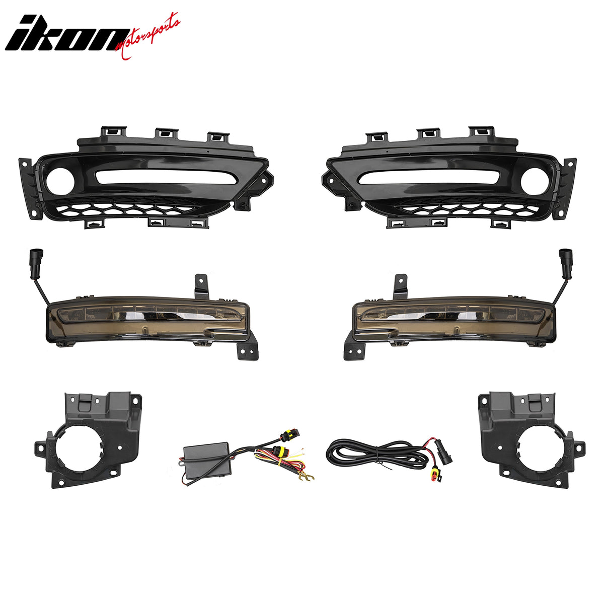 For 15-23 Chrysler 300 SRT Style Front Bumper Cover Fog Light Matte Black Grille