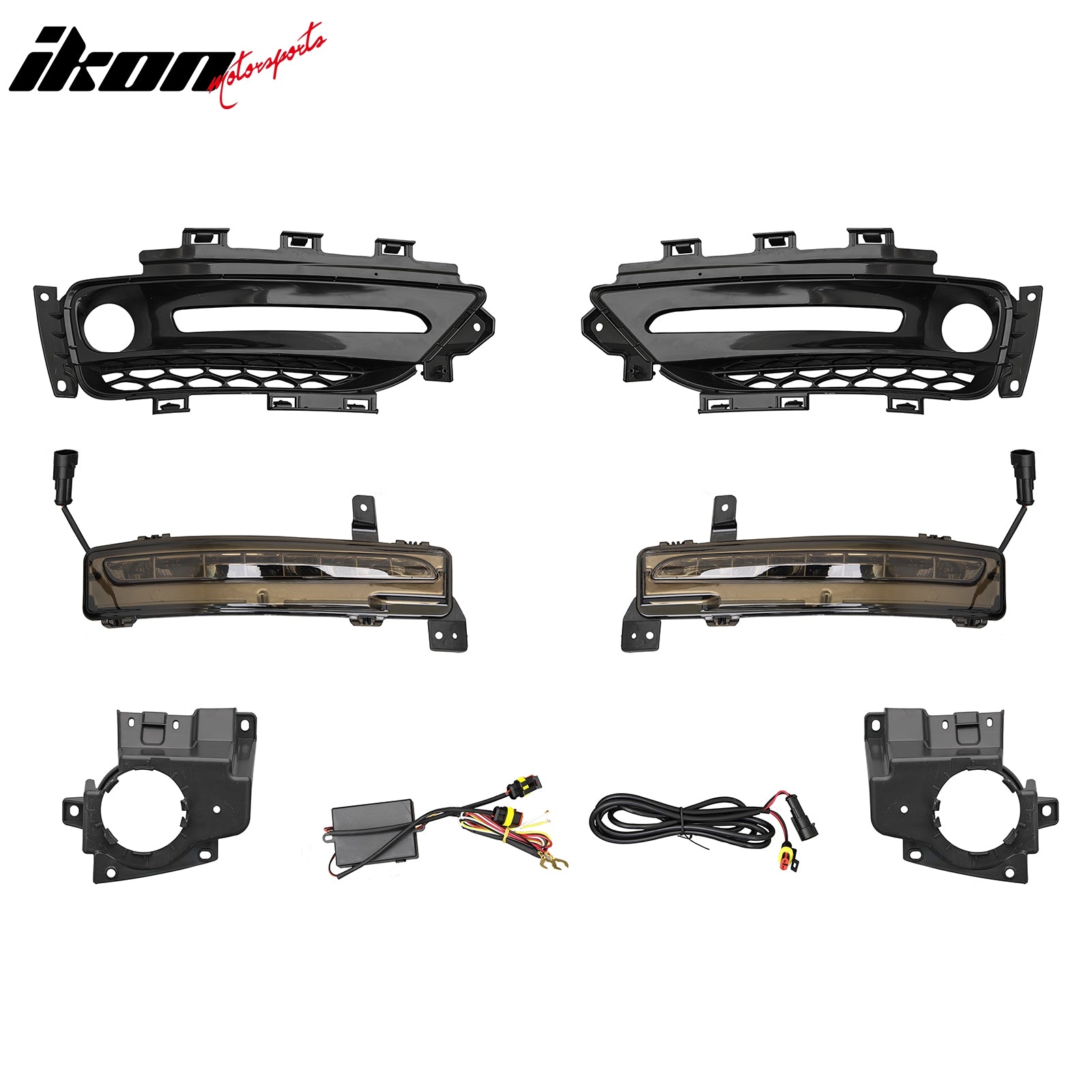 For 15-23 Chrysler 300 SRT Style Front Bumper Cover Fog Light Matte Black Grille