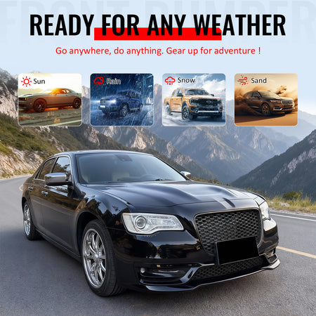 For 15-23 Chrysler 300 Sport Style Front Bumper Cover w/ Fog Lights Gloss Grille