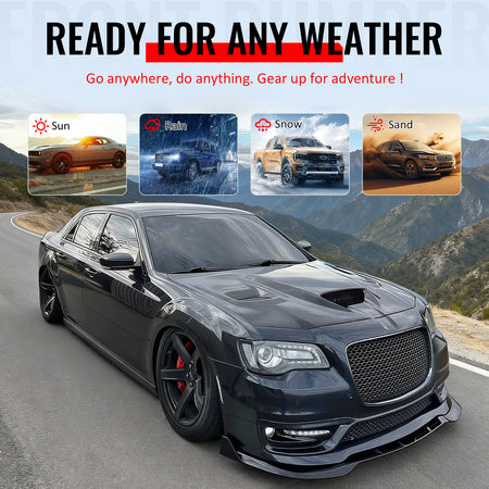 Fits 15-23 Chrysler 300 SRT Style Front Bumper Cover Fog Lights Gloss Grille/Lip