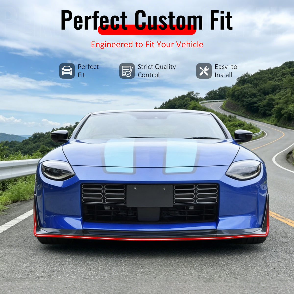 IKON MOTORSPORTS Front Bumper Lip W/ Winglet, Compatible with 2023-2026 Nissan Z (400Z), VRS Style Matte Black ABS Air Dam Chin Spoiler Protector Splitter W/ Side Corner Winglets Canard 5PCS