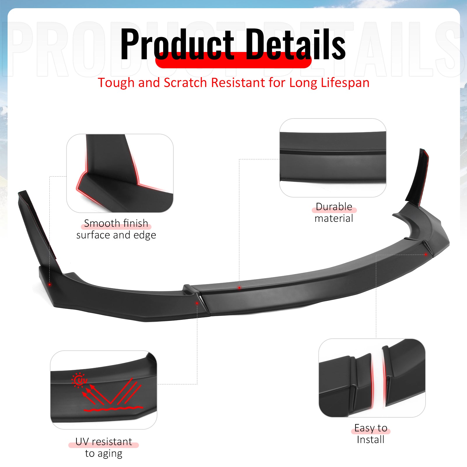 For 23-26 Nissan Z VRS Front Bumper Lip Chin Spoiler W/ Winglet Matte Black ABS
