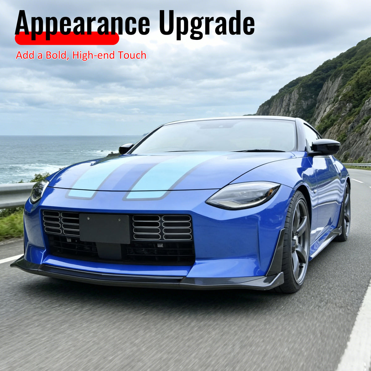 For 23-26 Nissan Z VRS Front Bumper Lip Chin Spoiler W/ Winglet Matte Black ABS