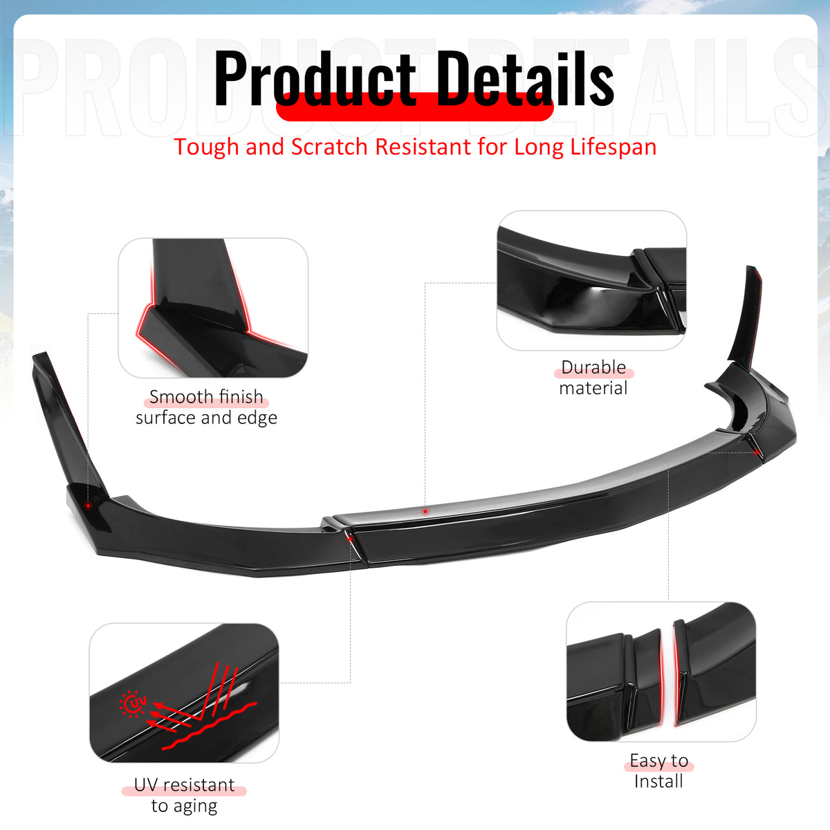 For 23-26 Nissan Z VRS Front Bumper Lip Chin Spoiler W/ Winglet Gloss Black ABS