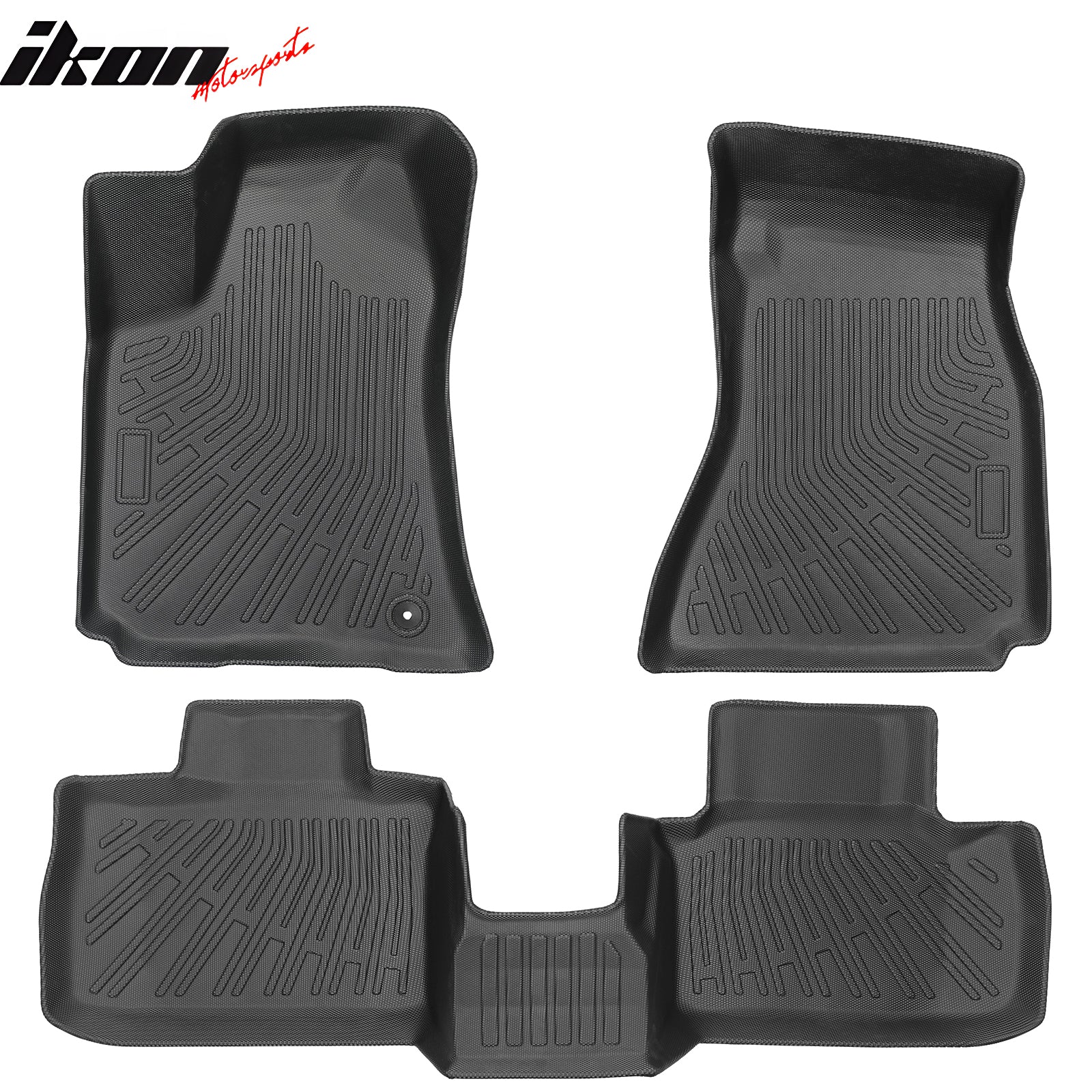 IKON MOTORSPORTS 3D TPE Floor Mats + Trunk & Backrest Mats + Window Visors, Compatible with 2006-2010 Dodge Charger RWD, TPE All Weather Waterproof Floor Liners, Front & 2nd Row Full Set, Black