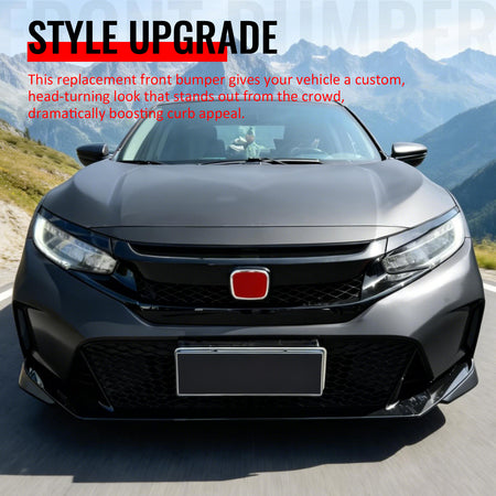 Fits 16-21 Honda Civic FL5 Front Bumper Cover Type R Style Conversion PP Fascia