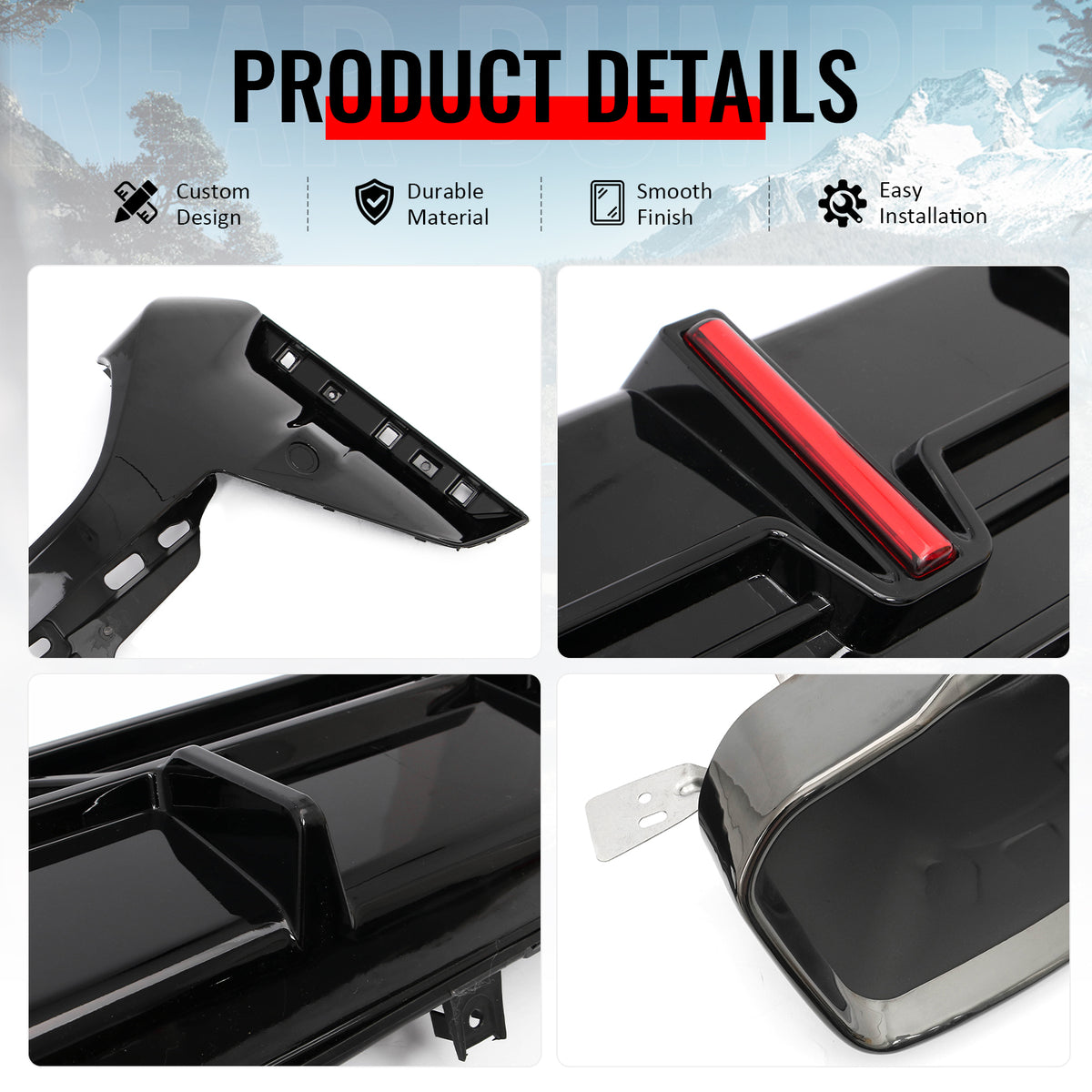 Fits 23-26 BMW G20 3-Series IKON Rear Diffuser W/LED & Exhaust Tips Gloss Black
