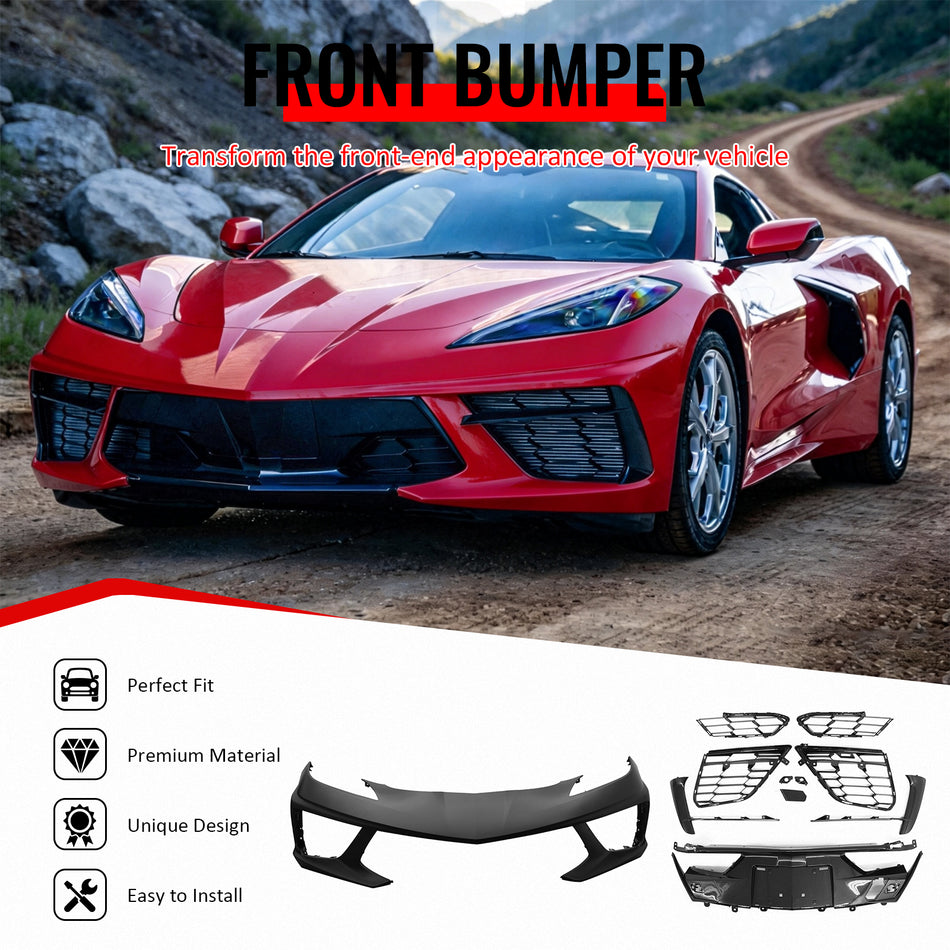 Fits 2020-2026 Corvette Stingray Front Bumper Cover OE Style PP Conversion