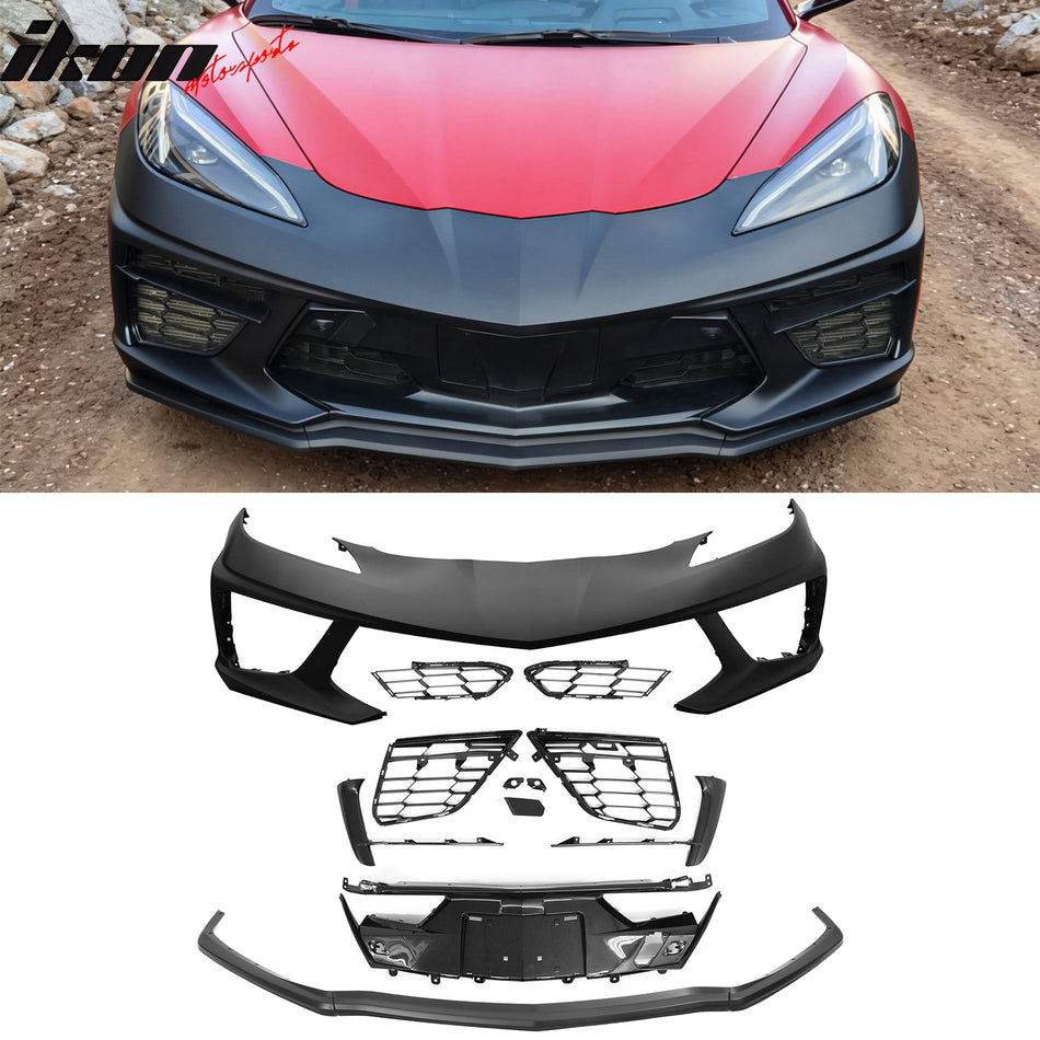 2020-2026 Chevrolet Corvette C8 Z51 Stingray OE Style PP Front Bumper Cover + Z51 Style Lip