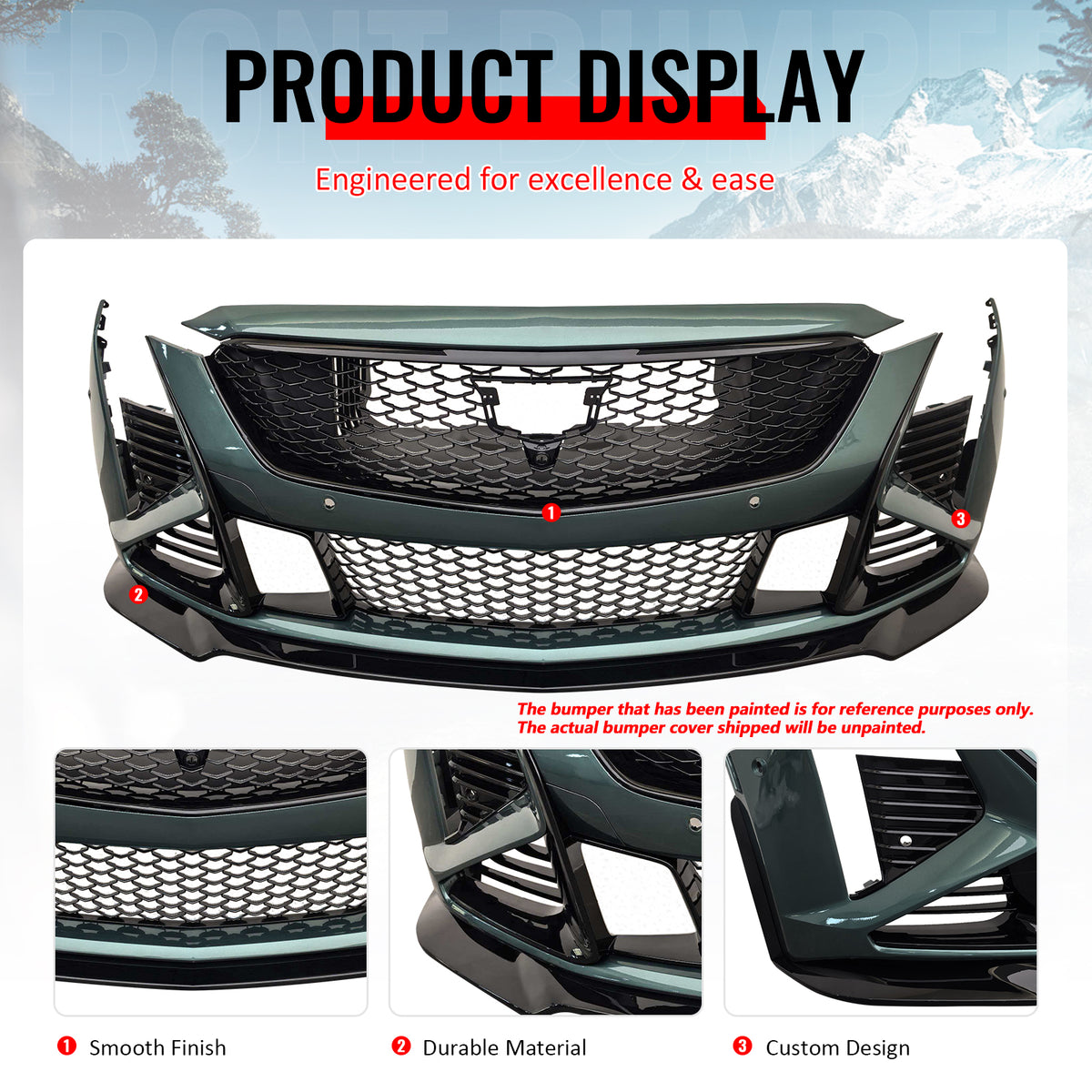 For 25-26 Cadillac CT5 Front Bumper Cover V Blackwing Style Conversion PP Fascia