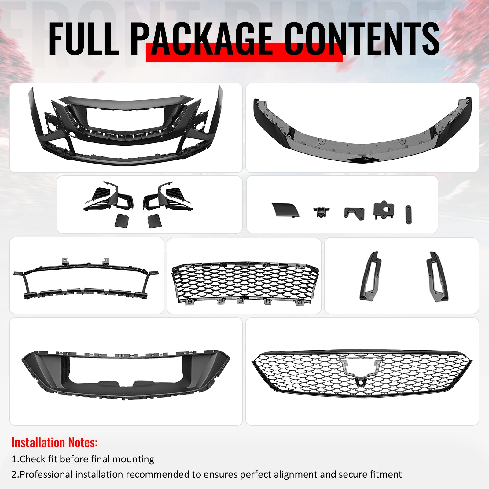 For 25-26 Cadillac CT5 Front Bumper Cover V Blackwing Style Conversion PP Fascia