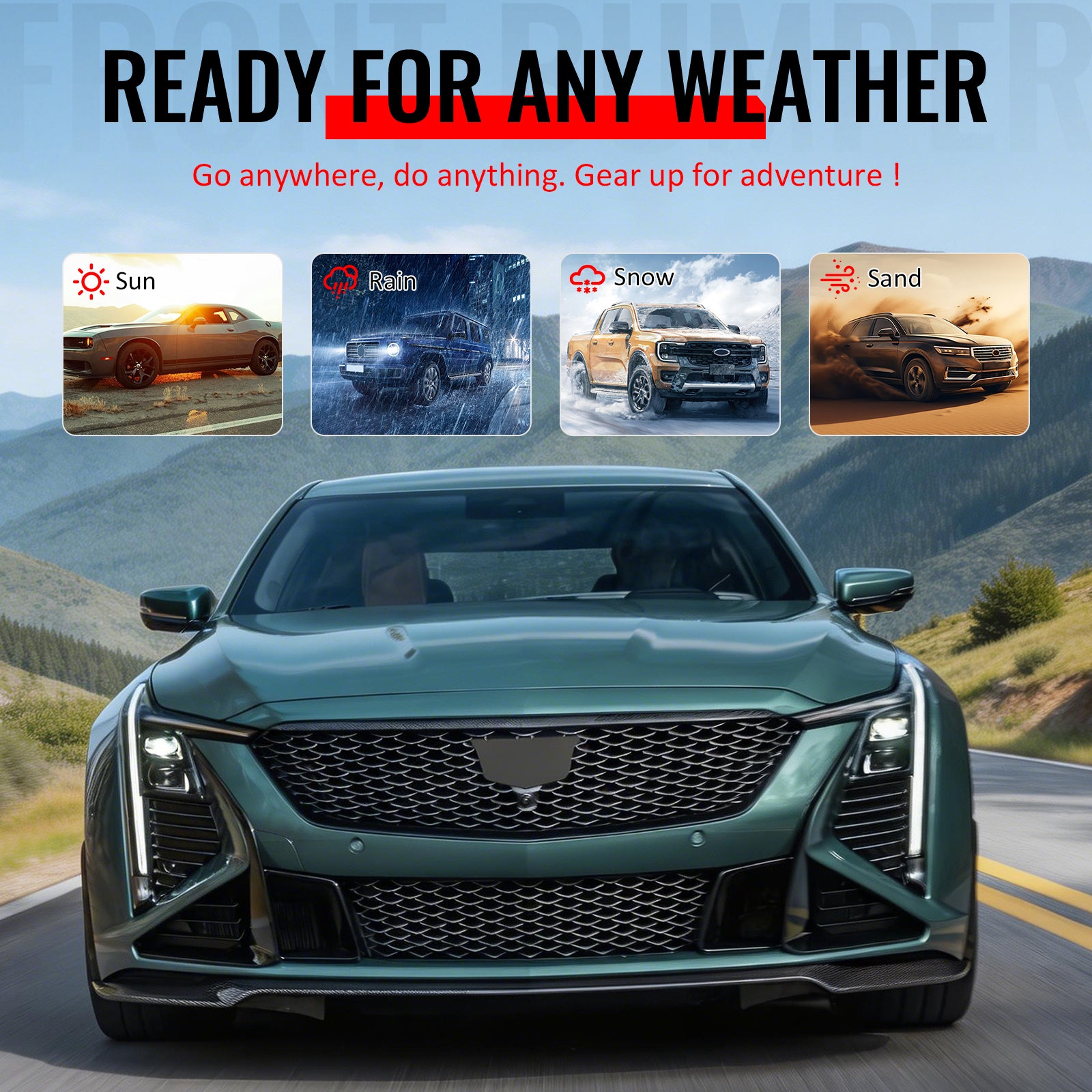 For 25-26 Cadillac CT5 Front Bumper Cover V Blackwing Style Conversion PP Fascia
