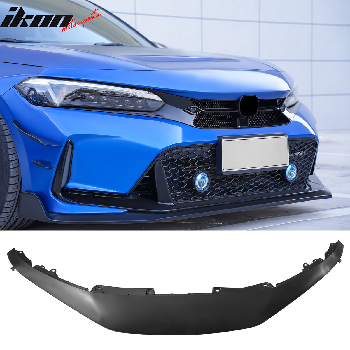 Fits 22-24 Honda Civic 4DR Sedan Varis Style Gloss Black Front Grille + Molding