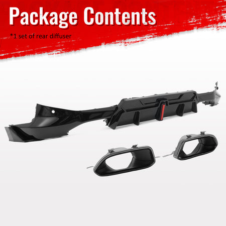 For 22-26 BMW 2-Series G42 IKON LED Rear Diffuser W/ Exhaust Tips PP Gloss Black