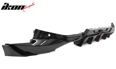 For 22-26 BMW 2-Series G42 IKON LED Rear Diffuser W/ Exhaust Tips PP Gloss Black