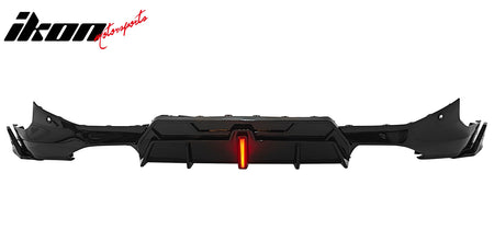 For 22-26 BMW 2-Series G42 IKON LED Rear Diffuser W/ Exhaust Tips PP Gloss Black