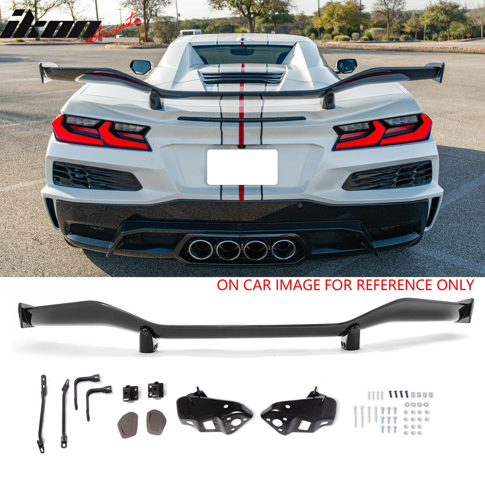 Trunk Spoiler for Chevrolet Corvette C8 Z07 Style 2023-2027 Dry Carbon Fiber Gloss Black