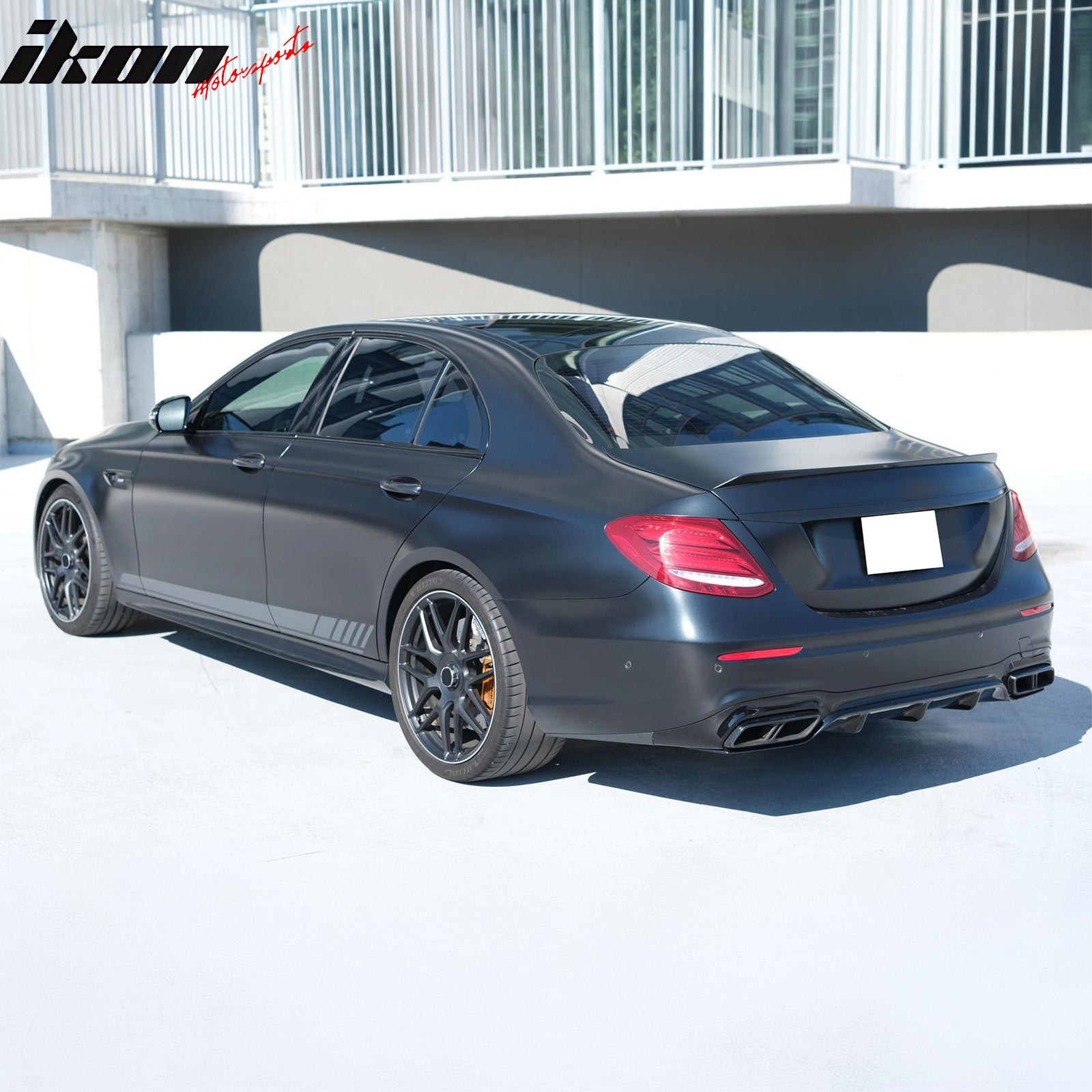 For 17-23 Benz E-Class E300 E400 E63 Style Gloss Black Rear Diffuser Exhaust Tip