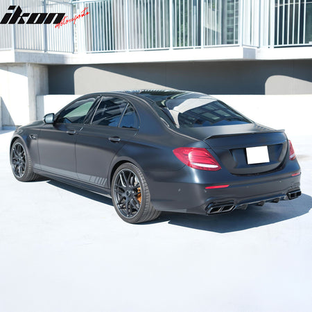 For 17-23 Benz E-Class E300 E400 E63 Style Gloss Black Rear Diffuser Exhaust Tip