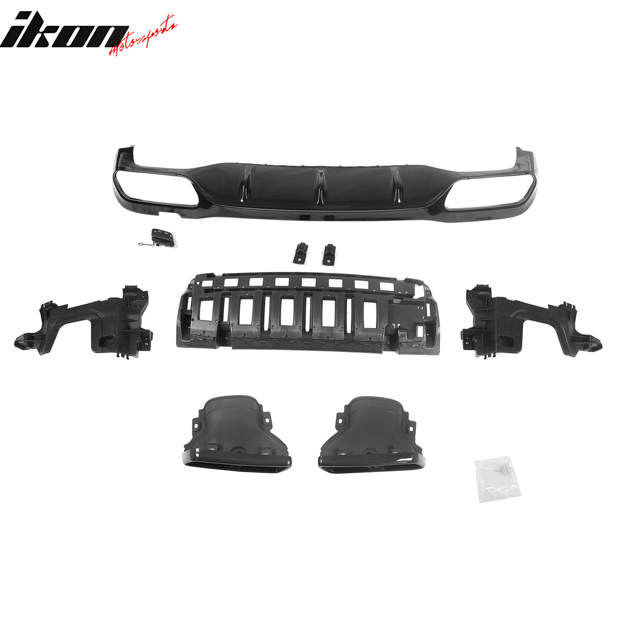 For 17-23 Benz E-Class E300 E400 E63 Style Gloss Black Rear Diffuser Exhaust Tip